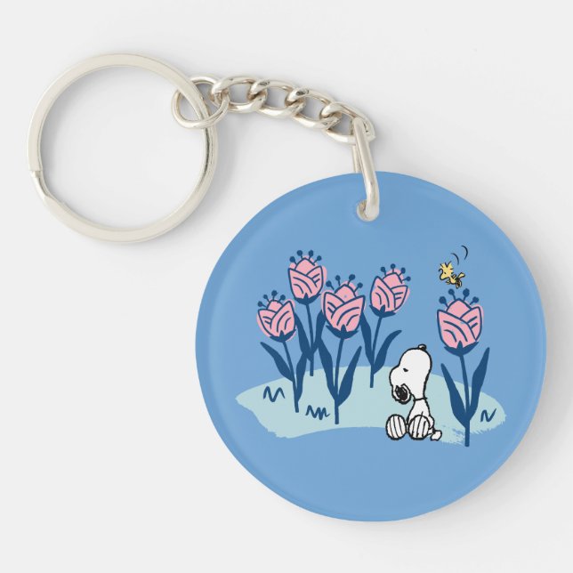 Peanuts | Snoopy & Woodstock Flower Garden Keychain (Front)