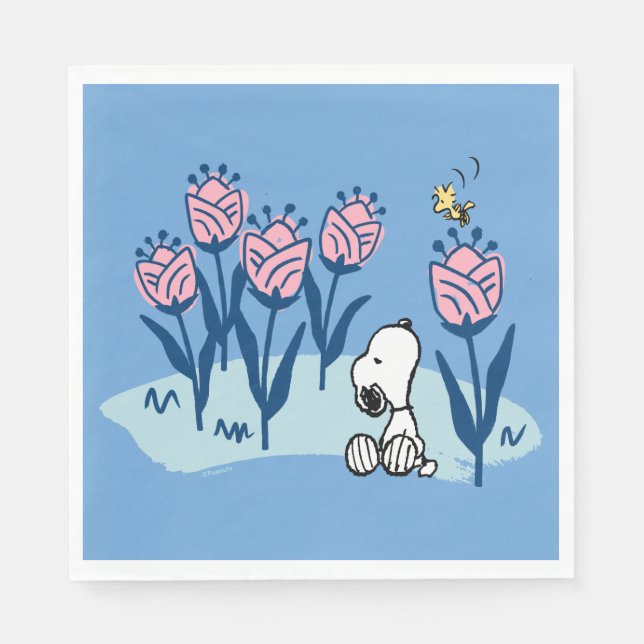 Peanuts | Snoopy & Woodstock Flower Garden Napkin (Front)