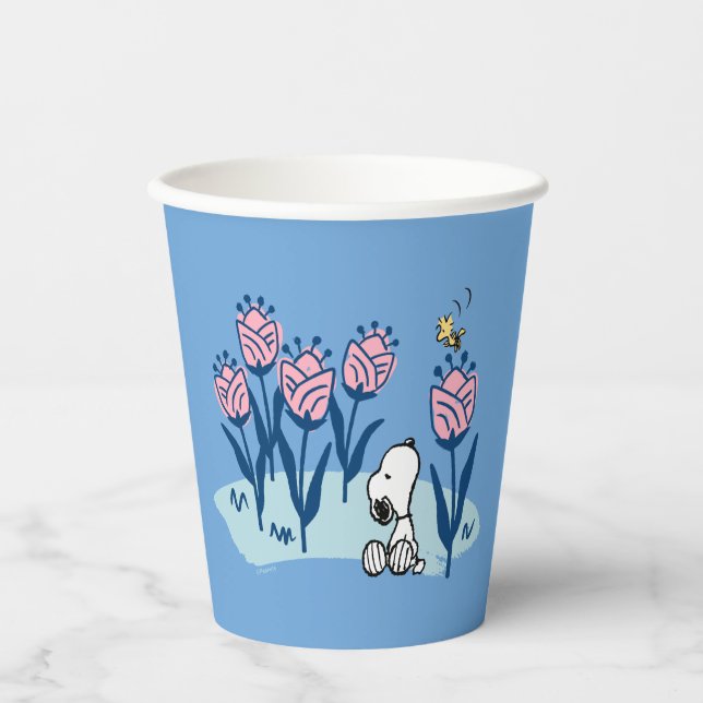 Peanuts | Snoopy & Woodstock Flower Garden Paper Cups (Front)