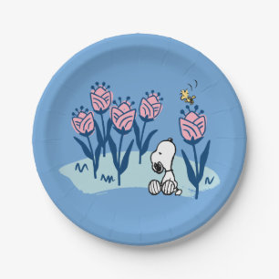 Peanuts   Snoopy & Woodstock Flower Garden Paper Plate