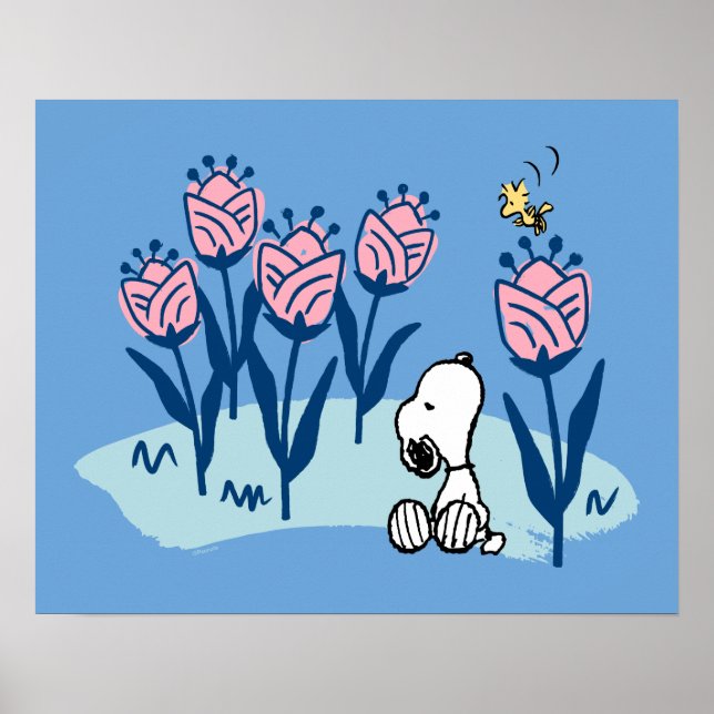 Peanuts | Snoopy & Woodstock Flower Garden Poster (Front)