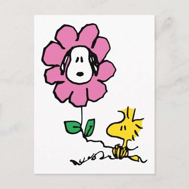Peanuts | Snoopy & Woodstock Flower Postcard (Front)