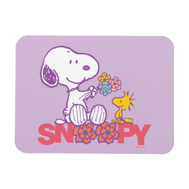 Peanuts | Snoopy & Woodstock Flowers Magnet (Horizontal)
