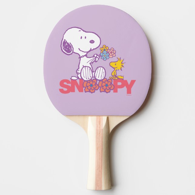 Peanuts | Snoopy & Woodstock Flowers Ping Pong Paddle (Front)