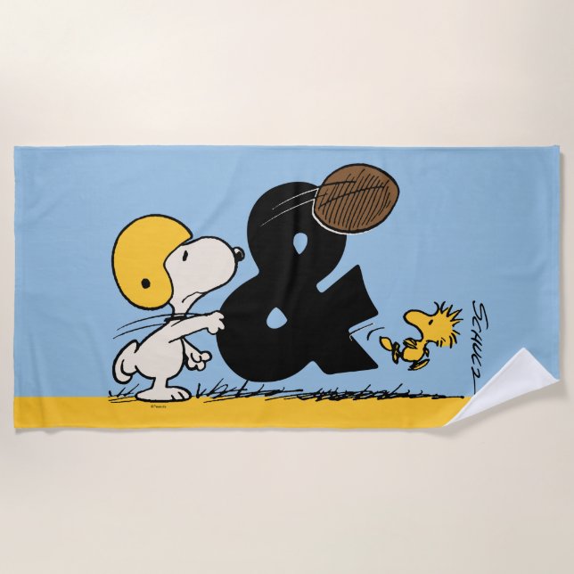 Peanuts | Snoopy & Woodstock Football Beach Towel (Front)