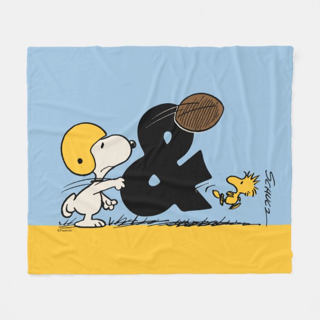 Peanuts | Snoopy & Woodstock Football Fleece Blanket (Front (Horizontal))