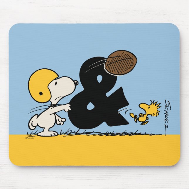 Peanuts | Snoopy & Woodstock Football Mouse Pad (Front)