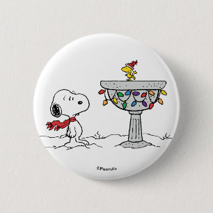Peanuts   Snoopy & Woodstock Frozen Birdbath 2 Inch Round Button
