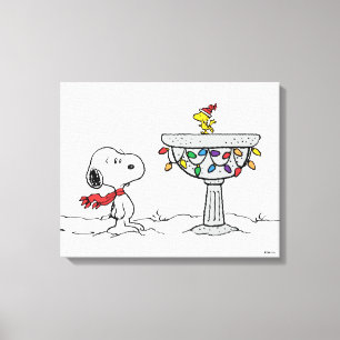 Peanuts   Snoopy & Woodstock Frozen Birdbath Canvas Print