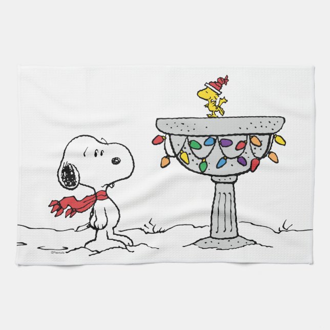 Peanuts | Snoopy & Woodstock Frozen Birdbath Kitchen Towel (Horizontal)