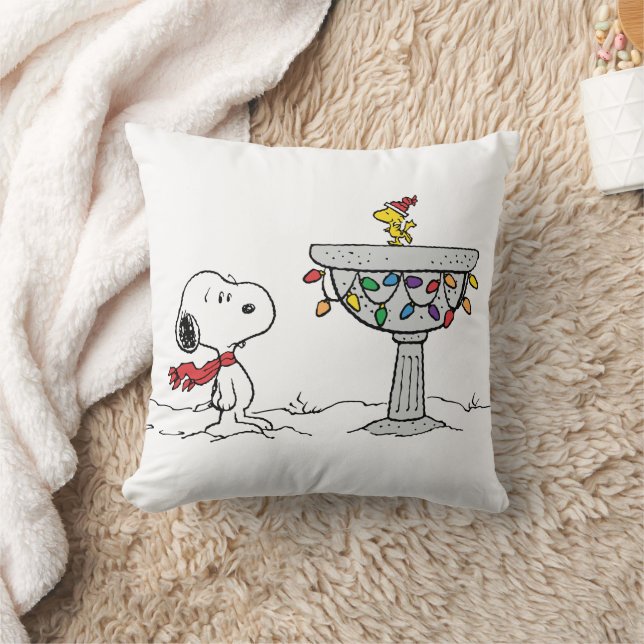 Peanuts | Snoopy & Woodstock Frozen Birdbath Throw Pillow (Blanket)
