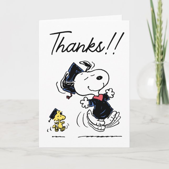 Peanuts | Snoopy & Woodstock Graduation Thank You Card (Front)