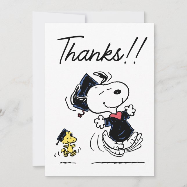 Peanuts | Snoopy & Woodstock Graduation Thank You Card (Front)