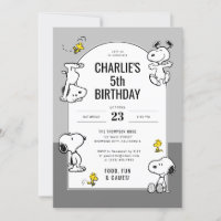 Peanuts Snoopy & Woodstock Grey Birthday