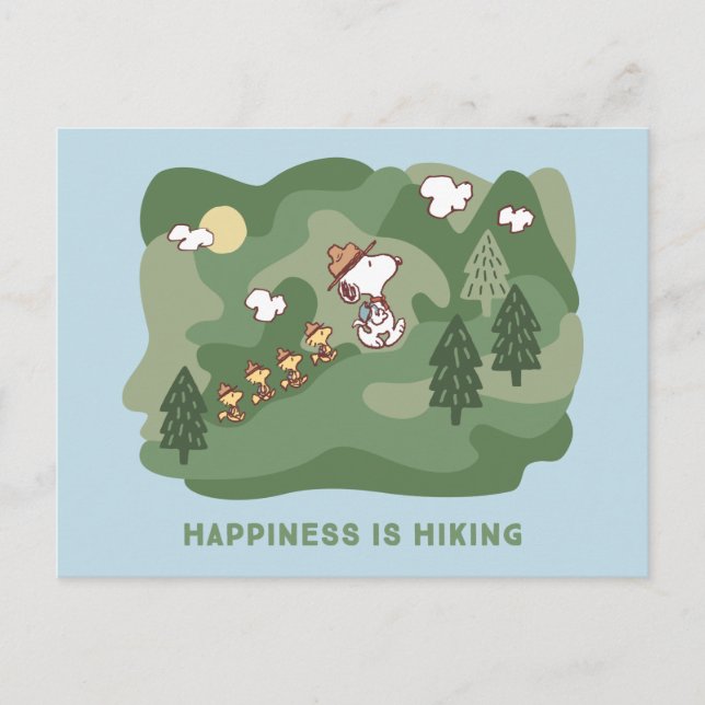 Peanuts | Snoopy & Woodstock Happiness is Hiking Postcard (Front)