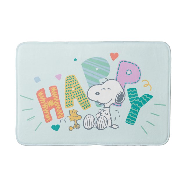 Peanuts | Snoopy & Woodstock Happy Bath Mat (Front)