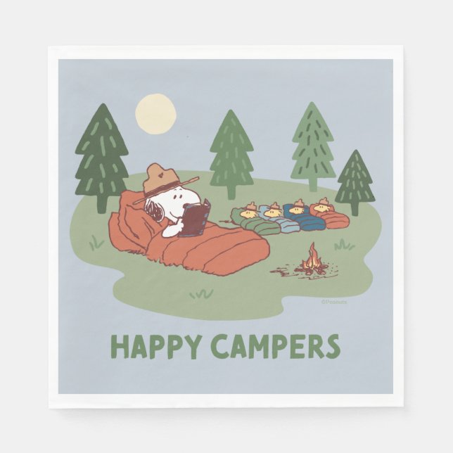 Peanuts | Snoopy & Woodstock Happy Campers Napkin (Front)