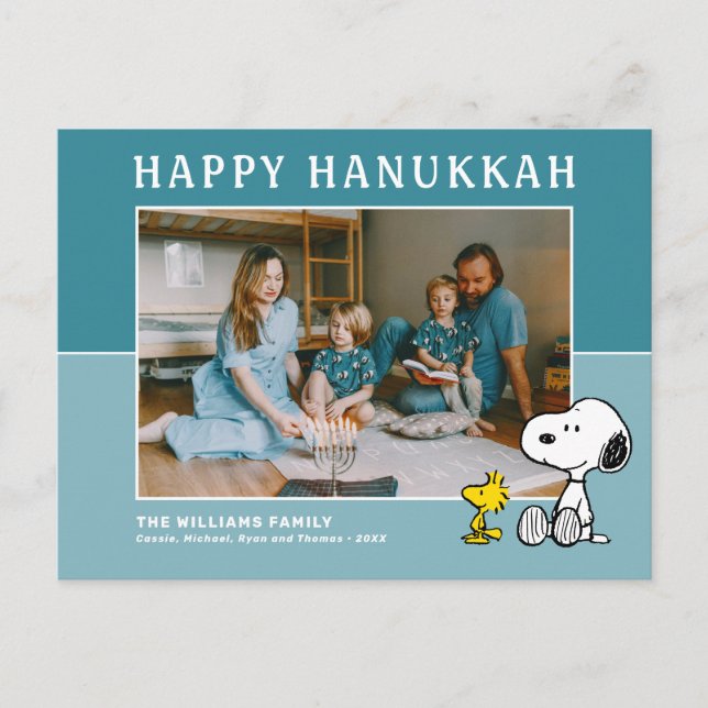 Peanuts | Snoopy & Woodstock Happy Hanukkah Holiday Postcard (Front)
