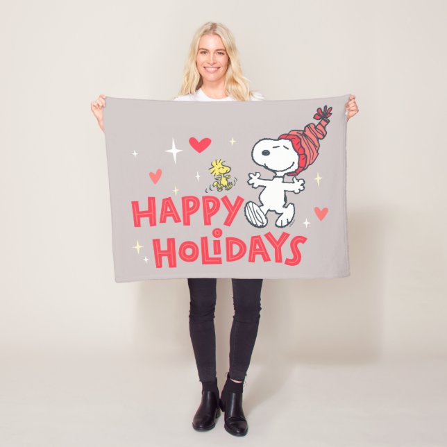 Peanuts | Snoopy & Woodstock Happy Holidays Fleece Blanket (In Situ)