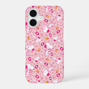 Peanuts Snoopy & Woodstock Heart Pattern iPhone 16 Case