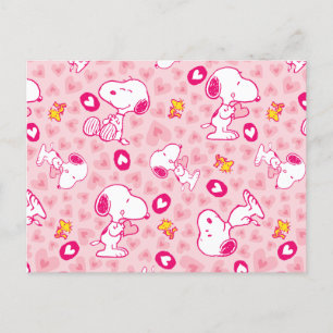 Peanuts   Snoopy & Woodstock Heart Pattern Postcard