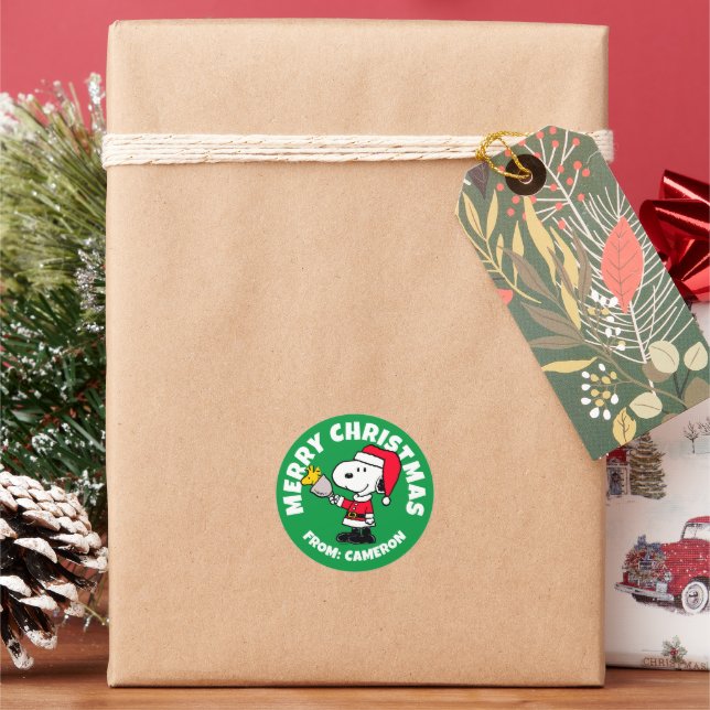 Peanuts | Snoopy & Woodstock Ho Ho Ho Classic Round Sticker (Holiday)