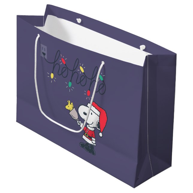 Peanuts | Snoopy & Woodstock Ho Ho Ho Large Gift Bag (Front Angled)
