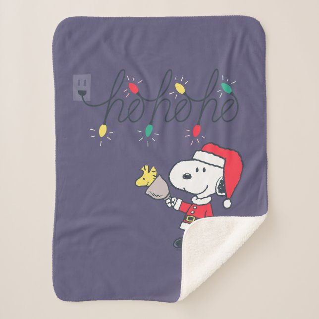 Peanuts | Snoopy & Woodstock Ho Ho Ho Sherpa Blanket (Front)