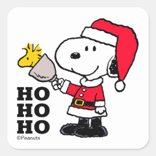 Peanuts   Snoopy & Woodstock Ho Ho Ho Square Sticker