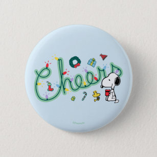 Peanuts   Snoopy & Woodstock Holiday Cheers 2 Inch Round Button