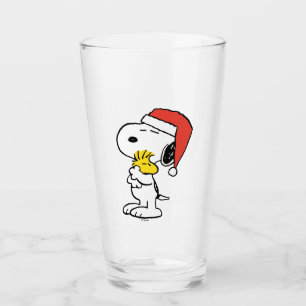 Peanuts Snoopy & Woodstock Holiday Hugs Glass