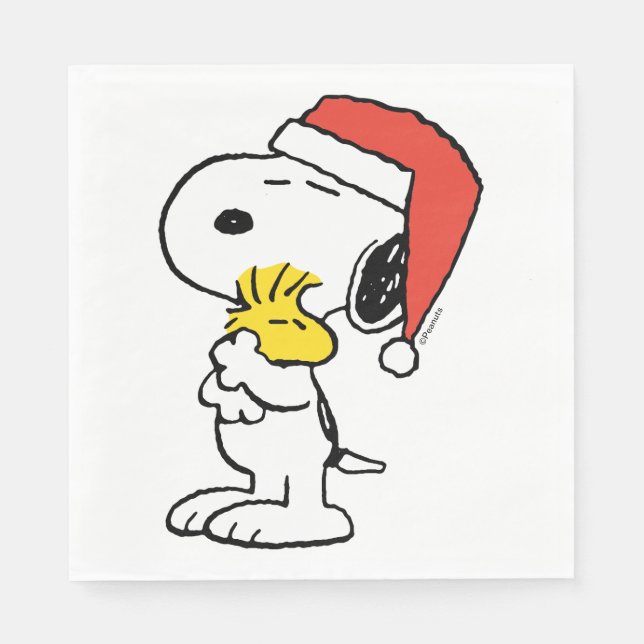 Peanuts | Snoopy & Woodstock Holiday Hugs Napkin (Front)