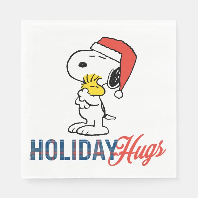 Peanuts | Snoopy & Woodstock Holiday Hugs Napkin (Front)