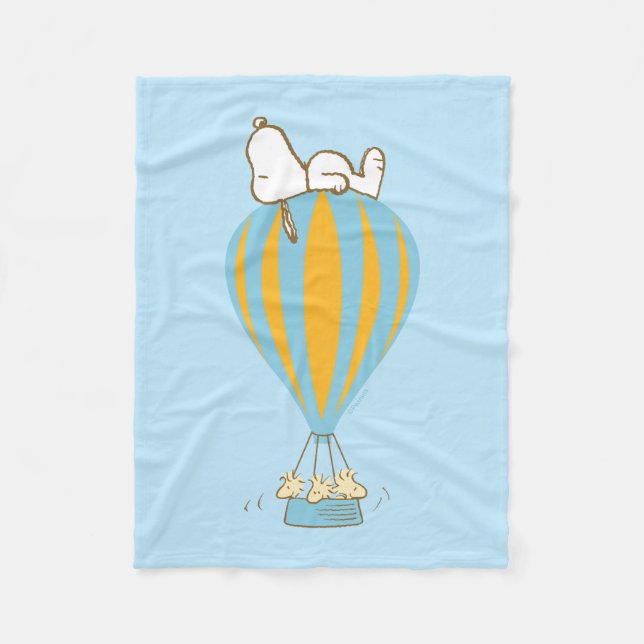 Peanuts | Snoopy & Woodstock Hot Air Balloon Fleece Blanket (Front)