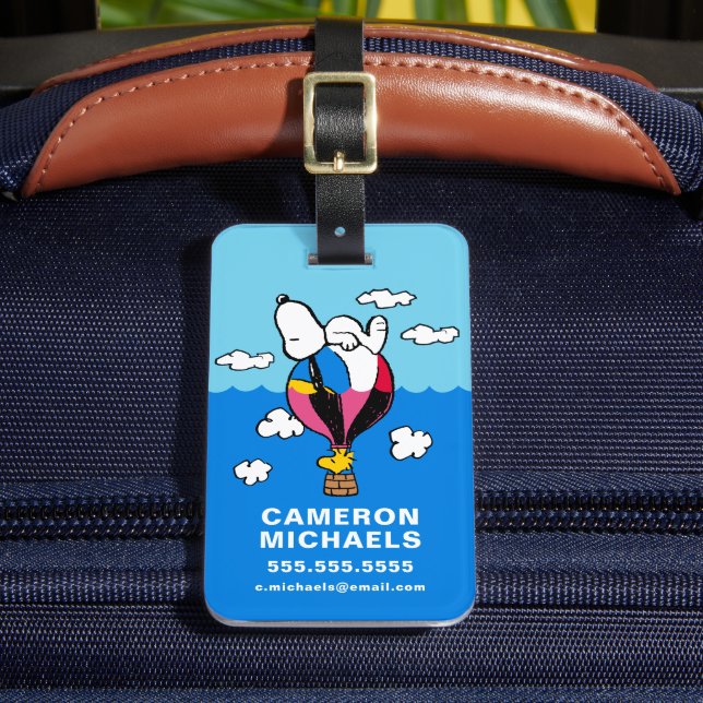 Peanuts | Snoopy & Woodstock Hot Air Balloon Luggage Tag (Front Insitu 2)