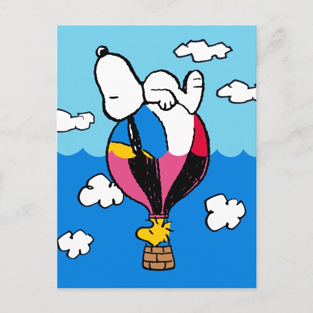 Peanuts | Snoopy & Woodstock Hot Air Balloon Postcard (Front)