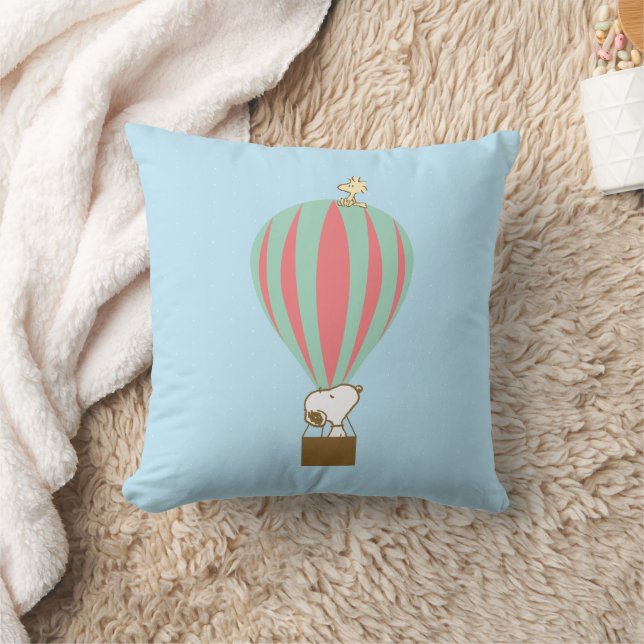 Peanuts | Snoopy & Woodstock Hot Air Balloon Throw Pillow (Blanket)