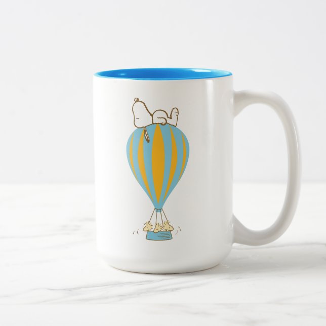 Peanuts | Snoopy & Woodstock Hot Air Balloon Two-Tone Coffee Mug (Right)
