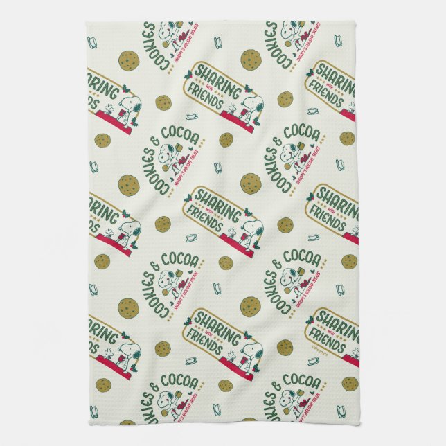 Peanuts | Snoopy & Woodstock Hot Cocoa Pattern Kitchen Towel (Vertical)