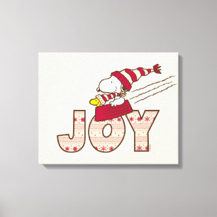 Peanuts   Snoopy & Woodstock Joy Sled Ride Canvas Print