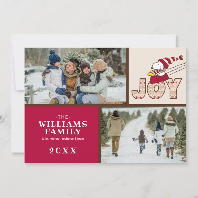 Peanuts | Snoopy & Woodstock Joy Sled Ride Holiday Card (Front)