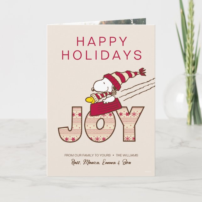 Peanuts | Snoopy & Woodstock Joy Sled Ride Holiday Card (Front)