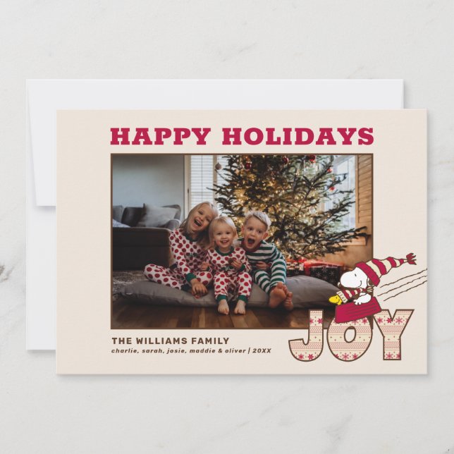 Peanuts | Snoopy & Woodstock Joy Sled Ride Holiday Card (Front)