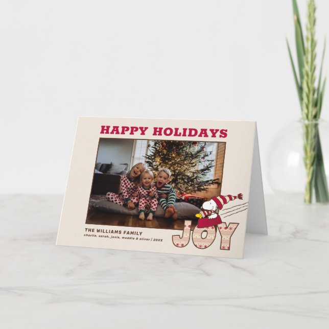 Peanuts | Snoopy & Woodstock Joy Sled Ride Holiday Card (Front)