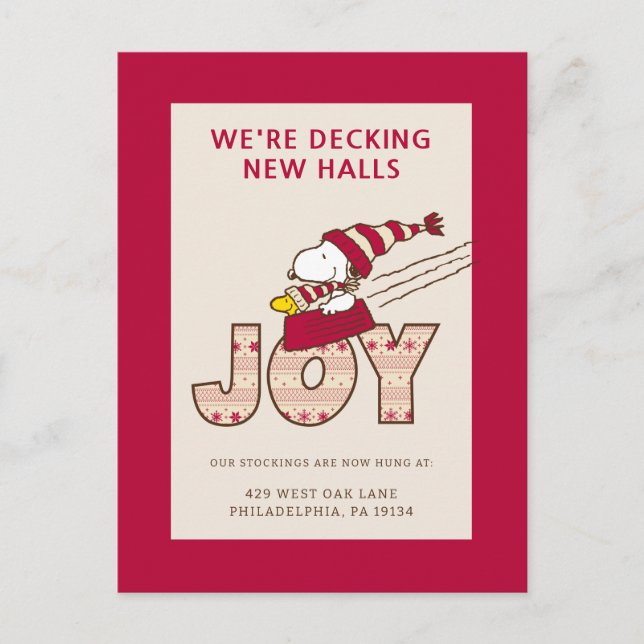 Peanuts | Snoopy & Woodstock Joy Sled Ride Holiday Postcard (Front)