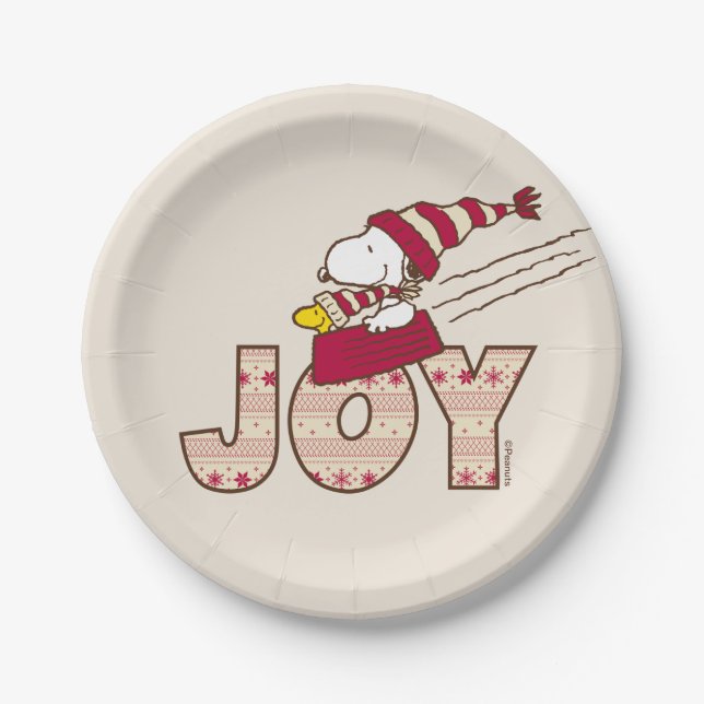 Peanuts | Snoopy & Woodstock Joy Sled Ride Paper Plate (Front)