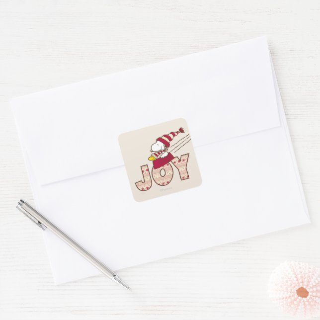 Peanuts | Snoopy & Woodstock Joy Sled Ride Square Sticker (Envelope)