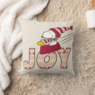 Peanuts   Snoopy & Woodstock Joy Sled Ride Throw Pillow
