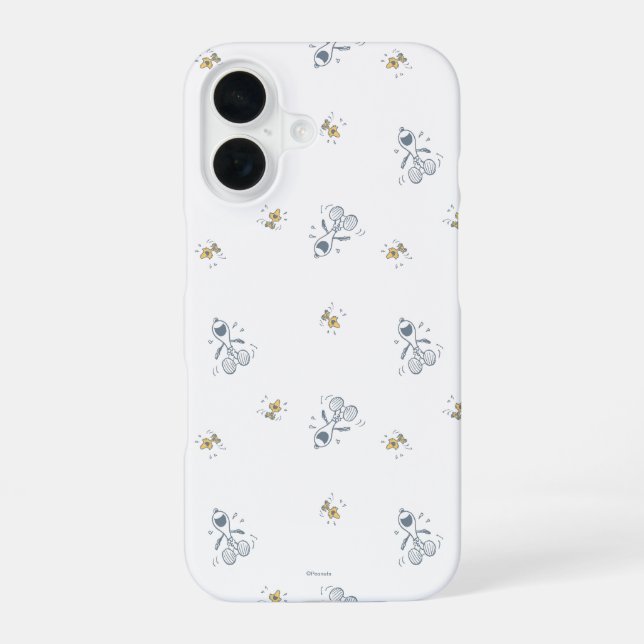 Peanuts | Snoopy & Woodstock Laughing Pattern iPhone 16 Case (Back)