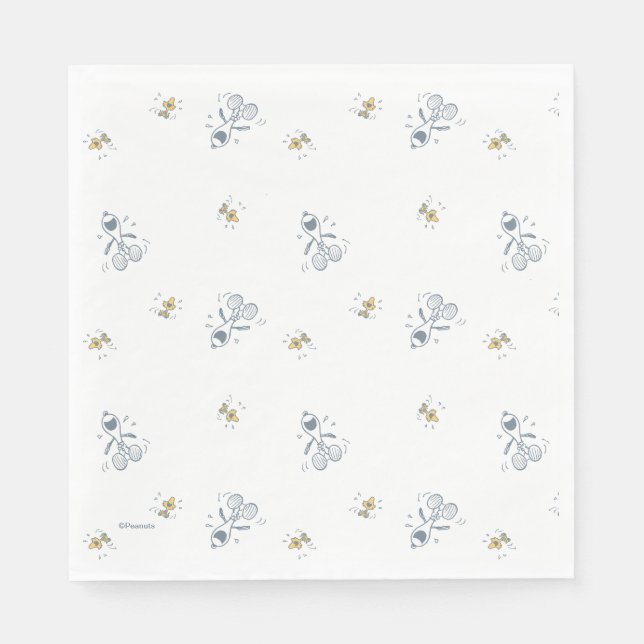 Peanuts | Snoopy & Woodstock Laughing Pattern Napkin (Front)